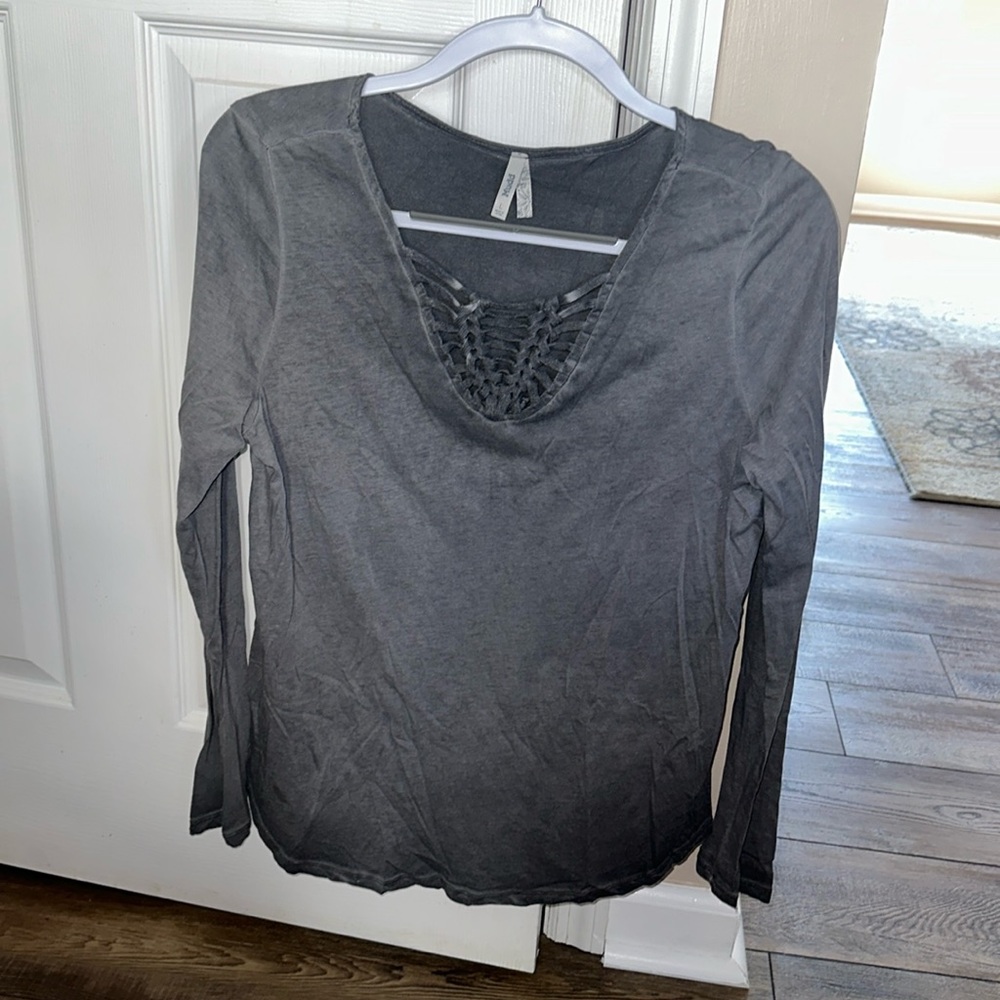 Braided distressed long sleeve